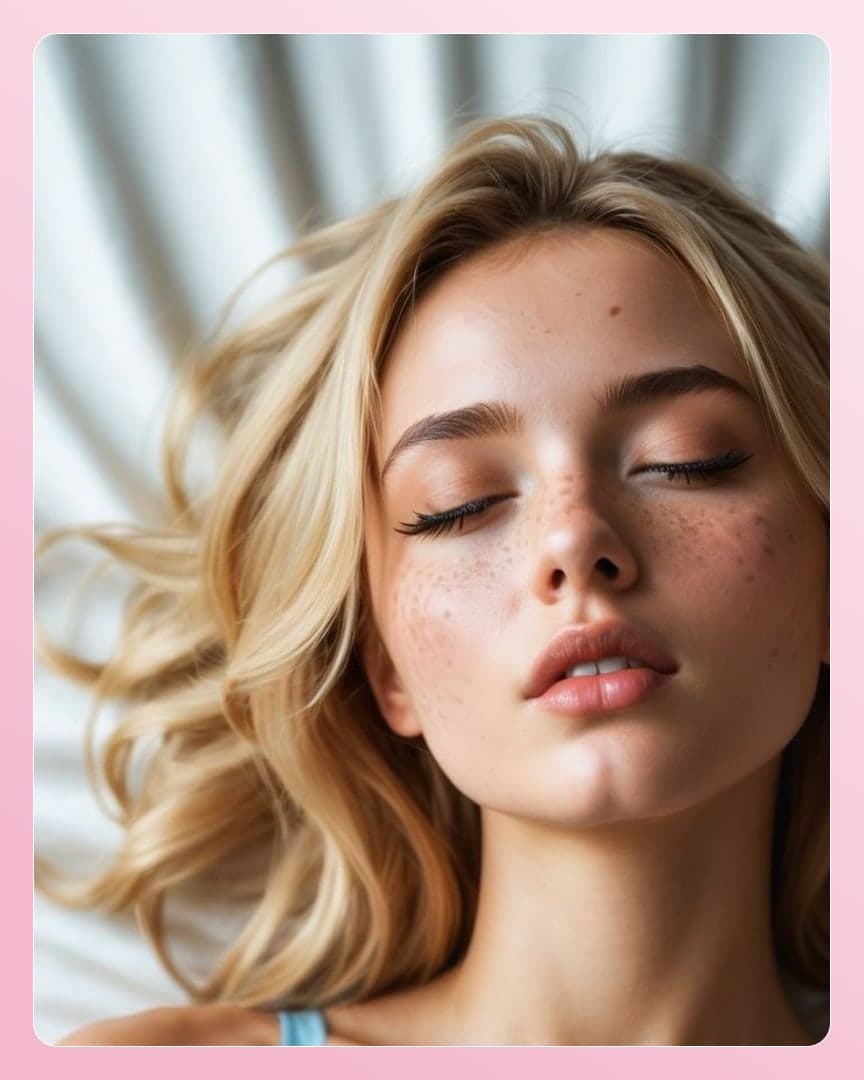 Relaxed blonde lying back on sheets