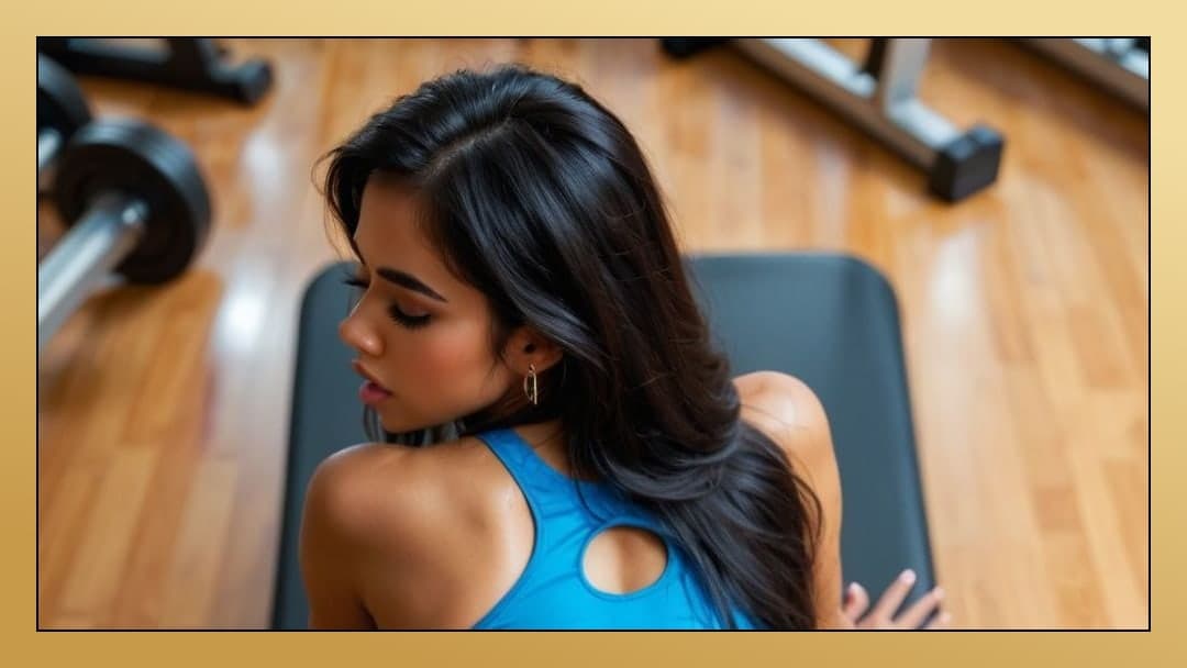 Latina trainer on gym mat