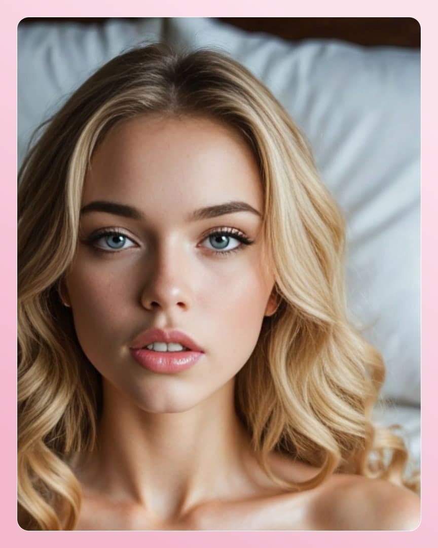 Blonde in bed, bare shoulders
