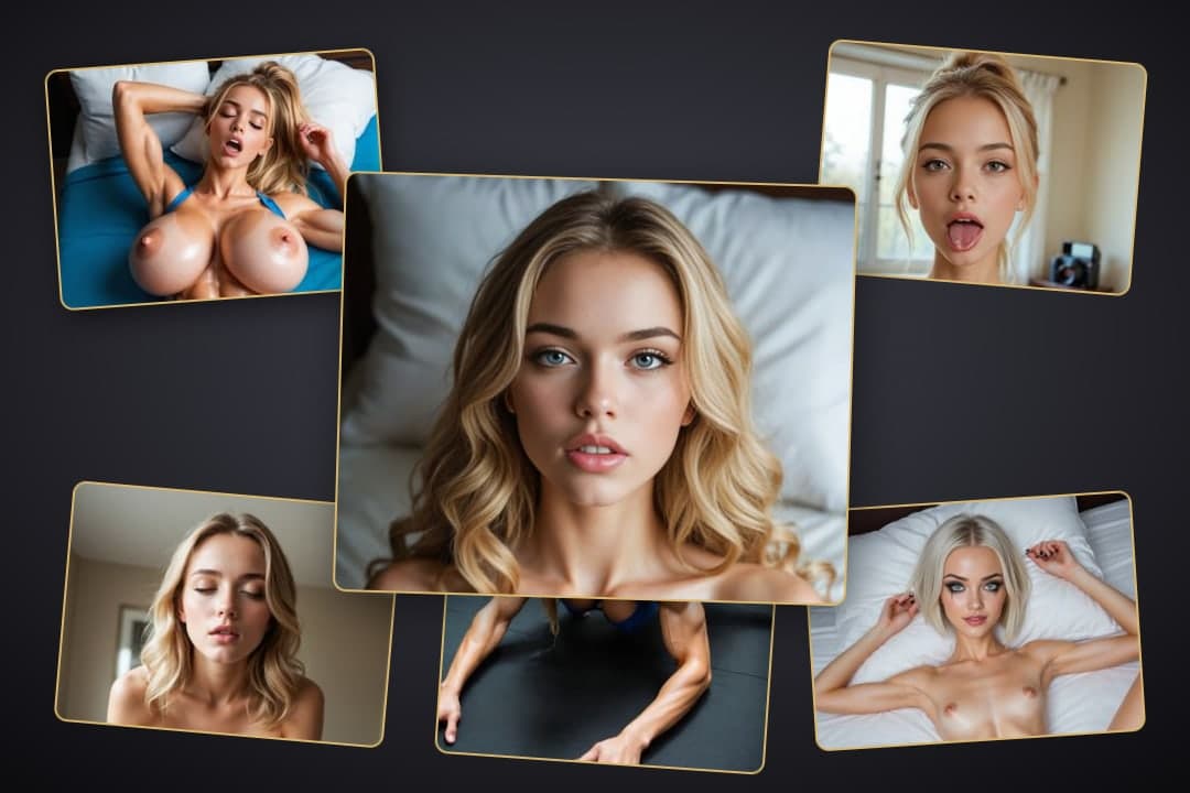 Blonde blue eyes on white pillows