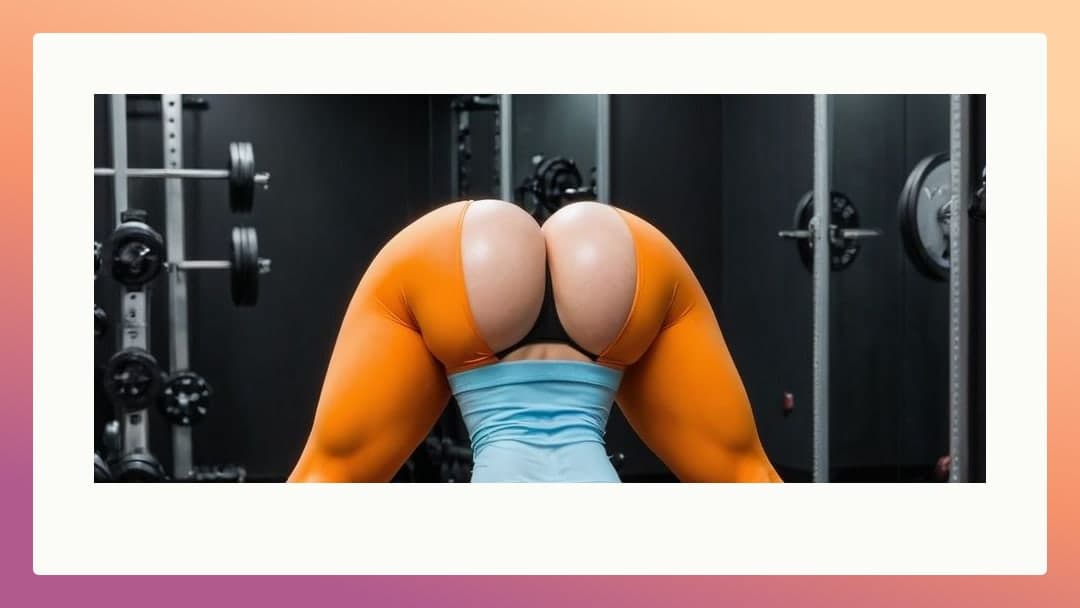 Athletic ass in orange leggings