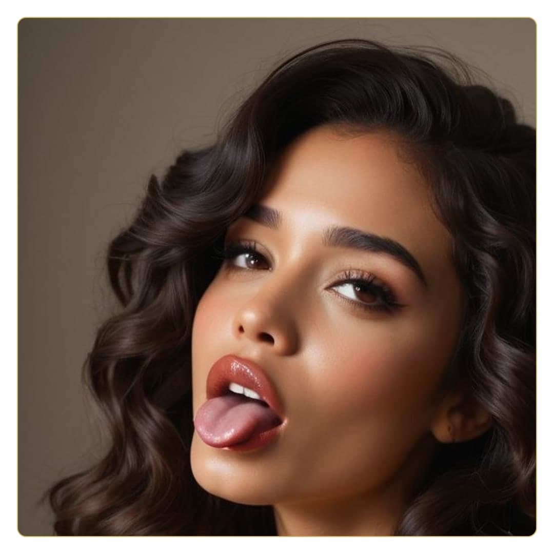 Close-up beauty portrait tongue out