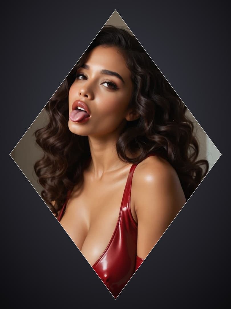 Curvy Latina in red latex