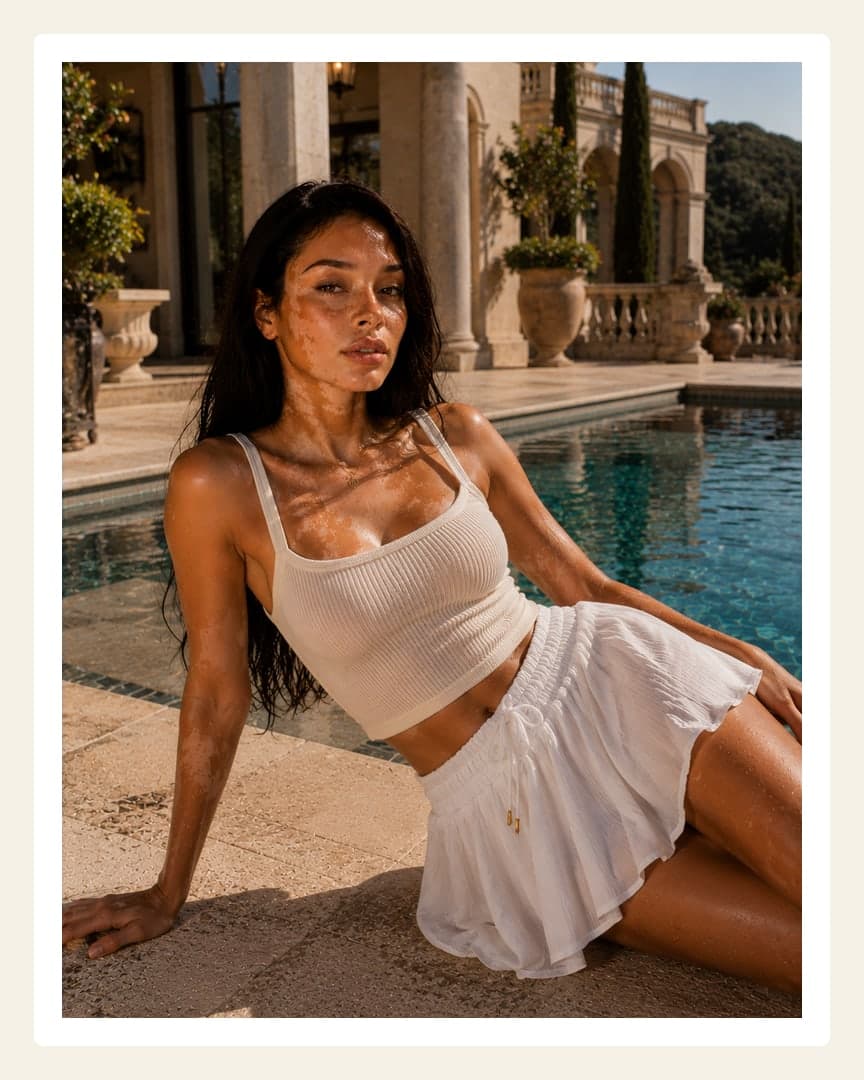 Poolside crop top and skirt