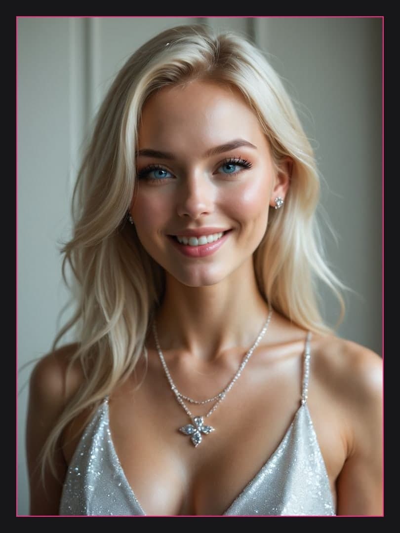 Blonde in silver sequin top