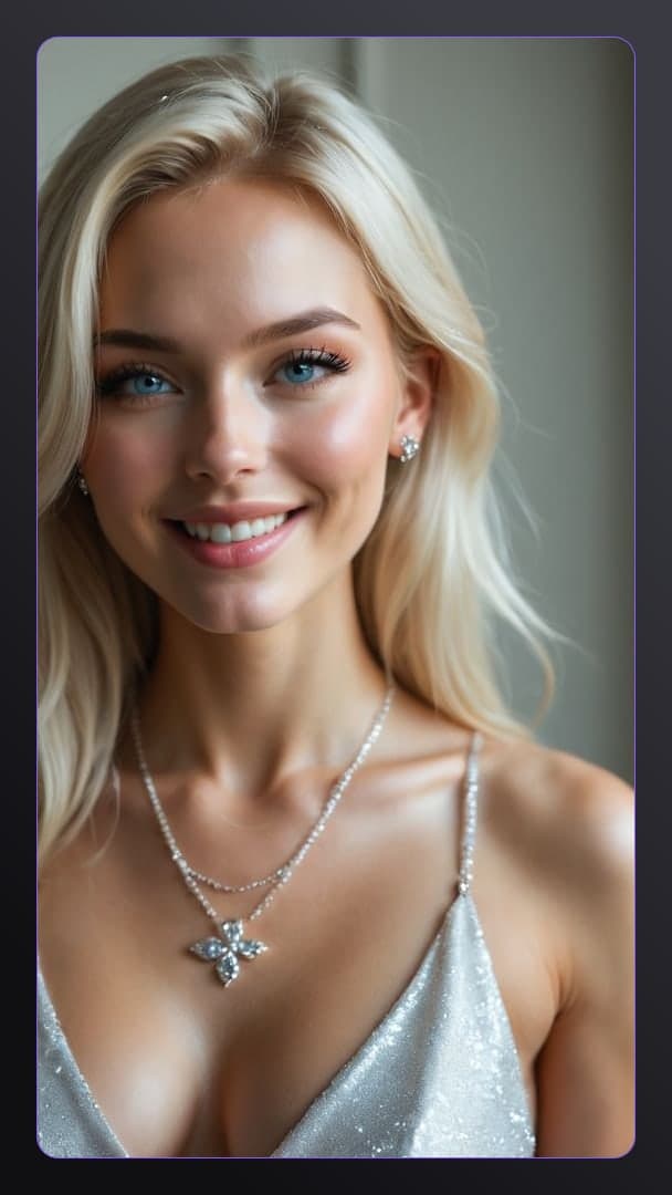 Blonde in silver sequin dress