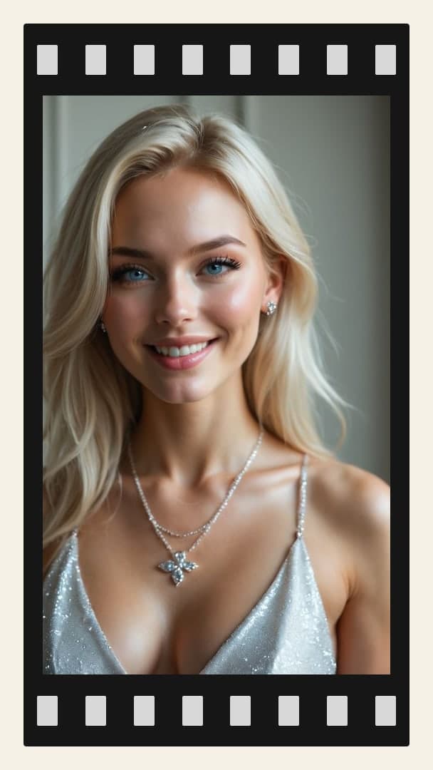 Blue eyed blonde in sequins
