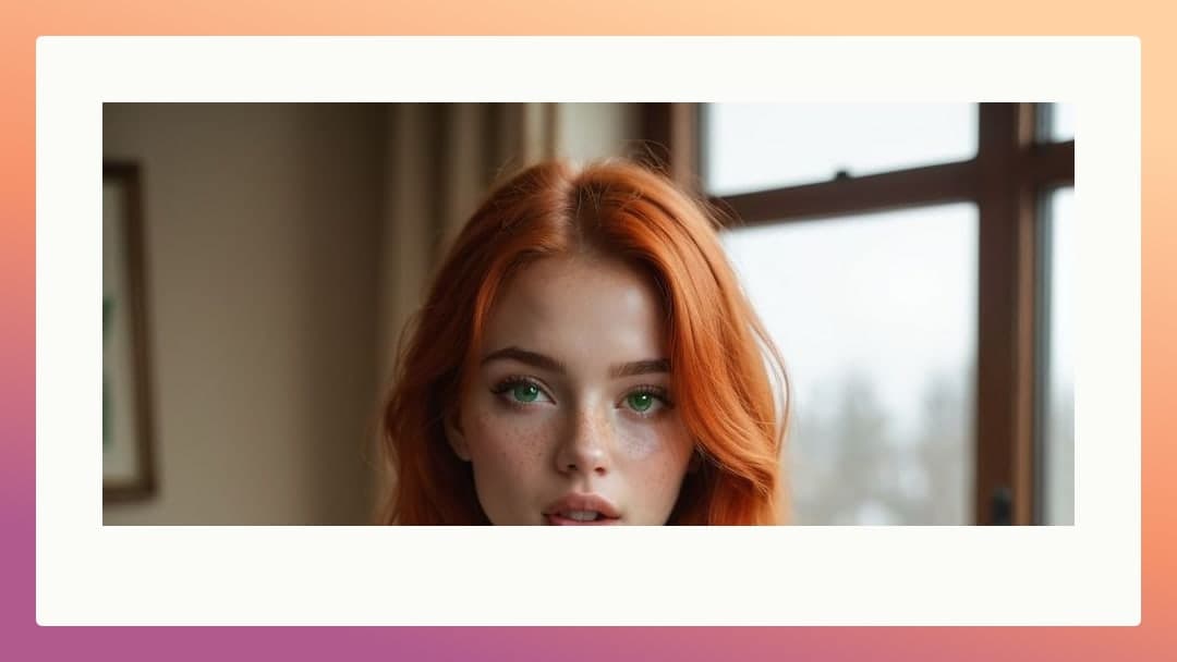 Redhead green eyes selfie close-up