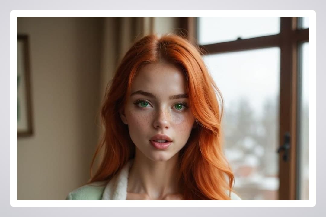 Redhead robe close-up portrait