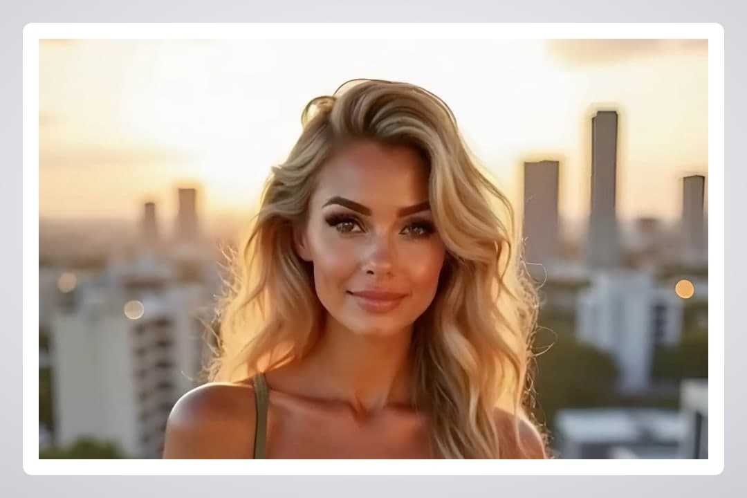 Mid 20s blonde sunset selfie