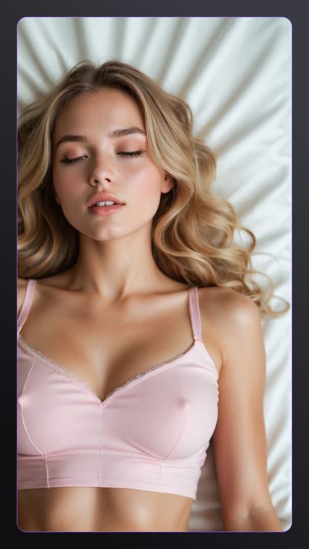 Blonde in pink satin crop top