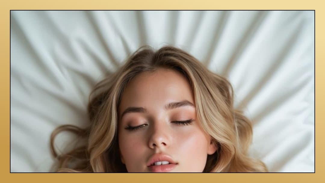 Ash blonde waves on white pillow