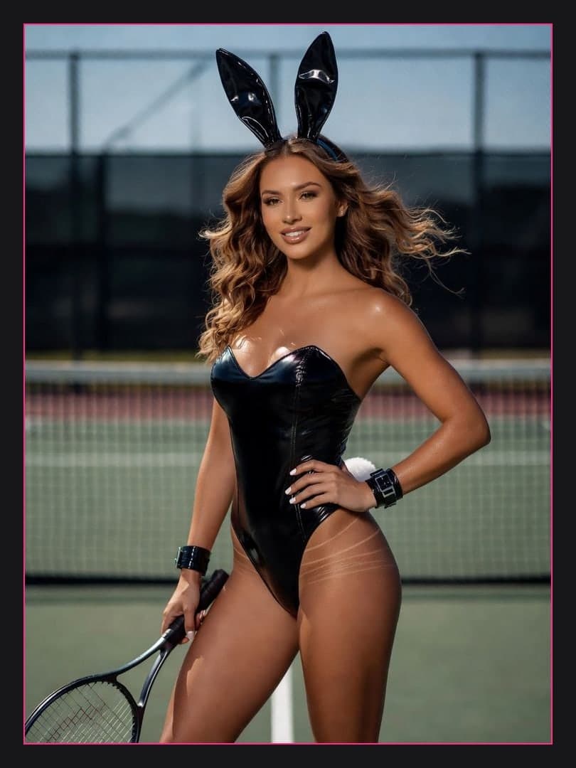 Curvy body in bunny bodysuit