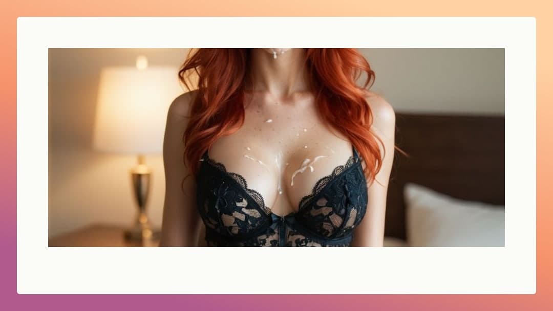 Cum on big natural tits in bra