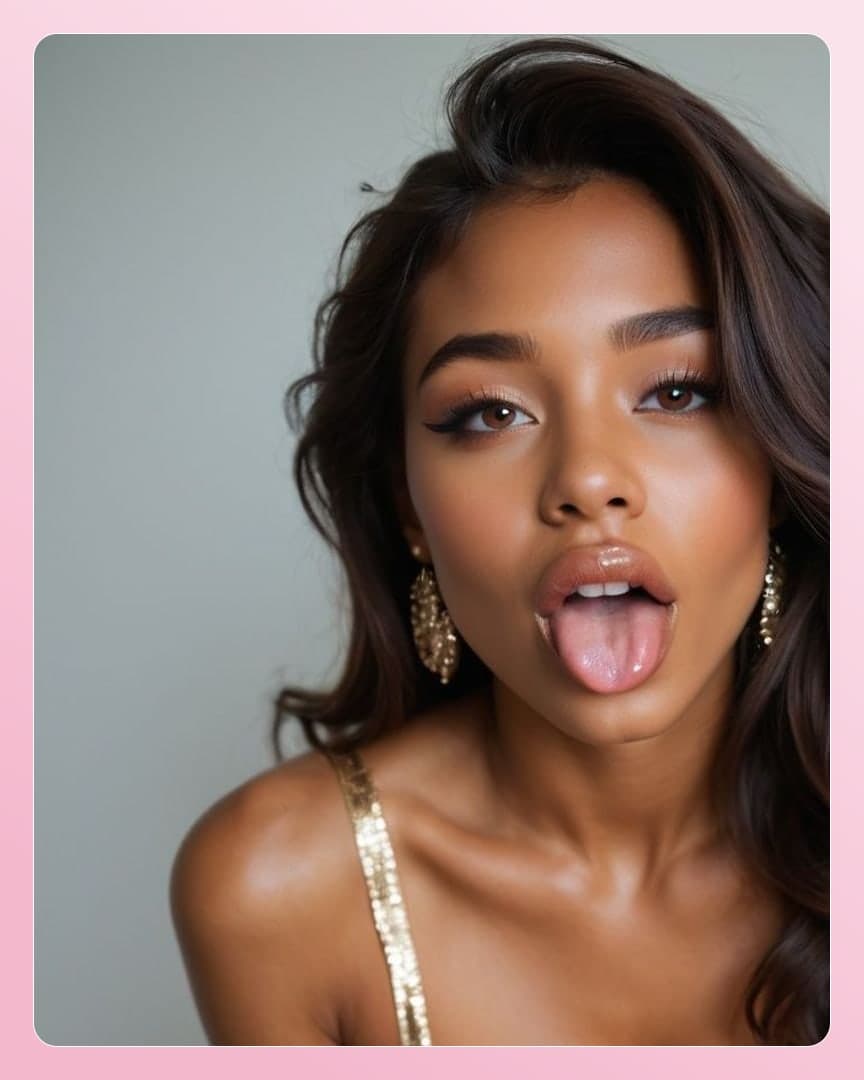 Tongue out playful selfie close-up
