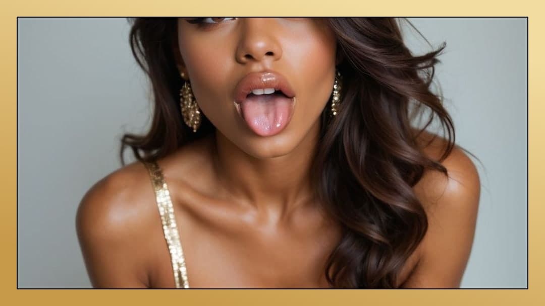 Young adult ahegao face close-up
