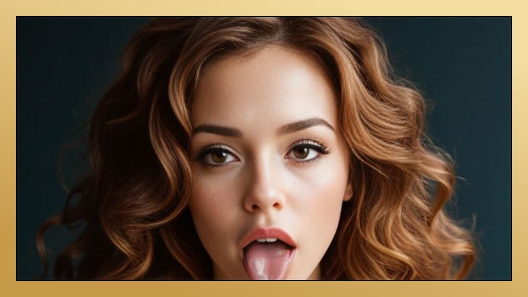 Brunette ahegao face close-up