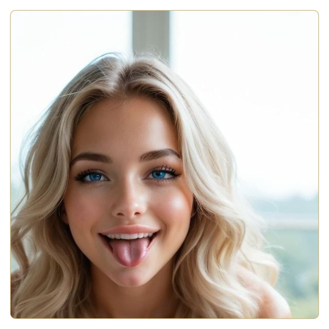 Platinum blonde blue eyes selfie