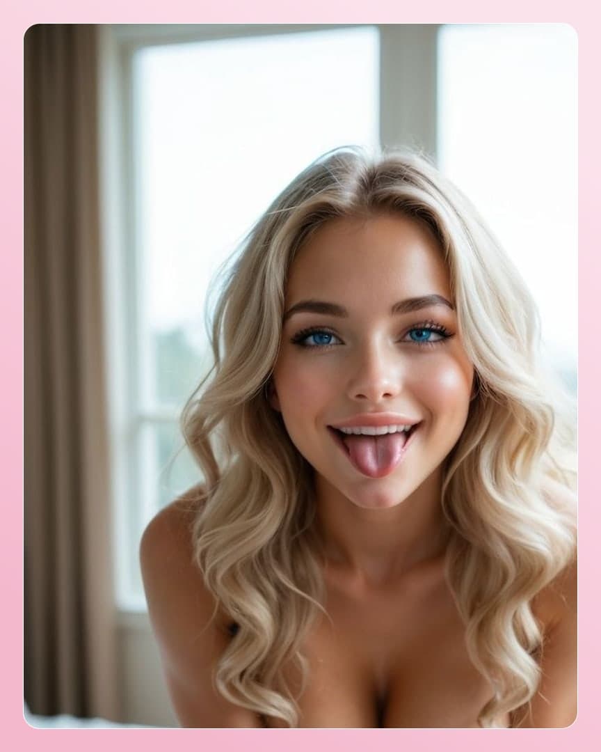 Platinum blonde blue eyes selfie
