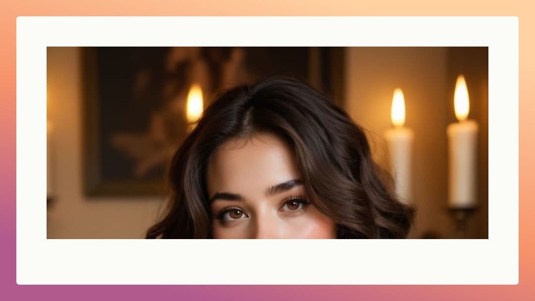 Wavy dark hair candlelit close-up