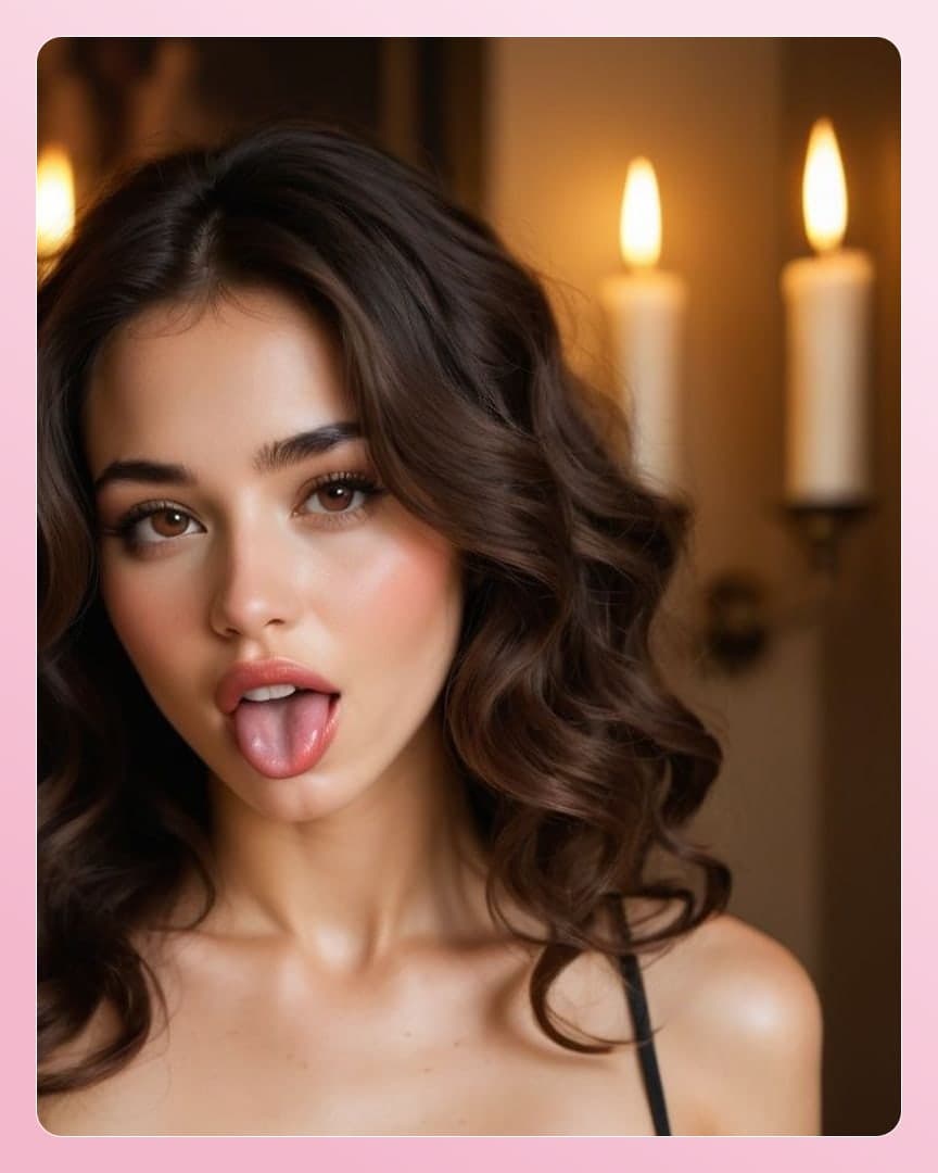 Young adult topless candle selfie