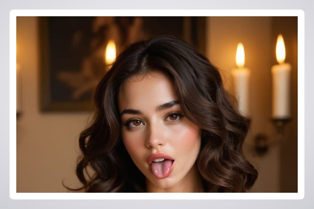 Young adult tongue out tease