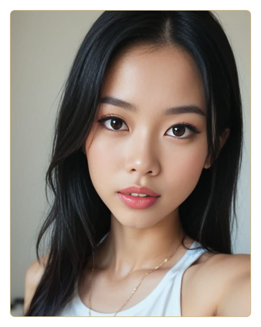 Close-up selfie in white tank