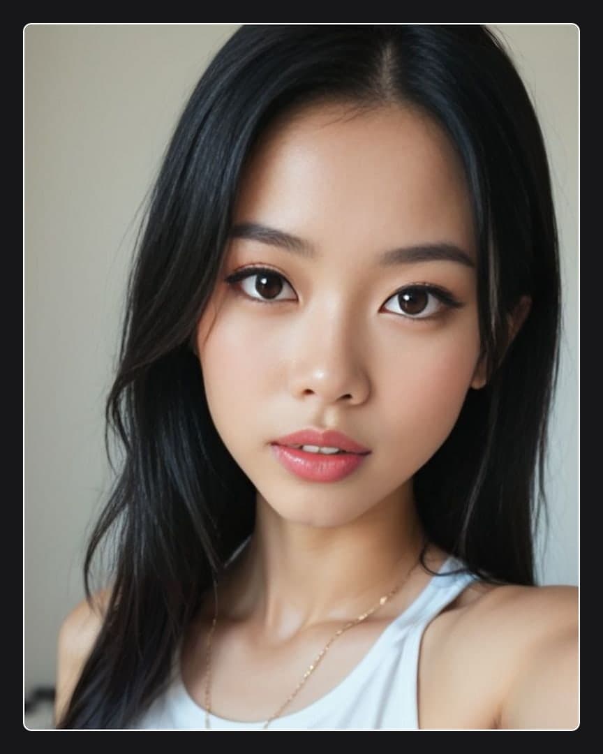 Curvy Korean in white tank top
