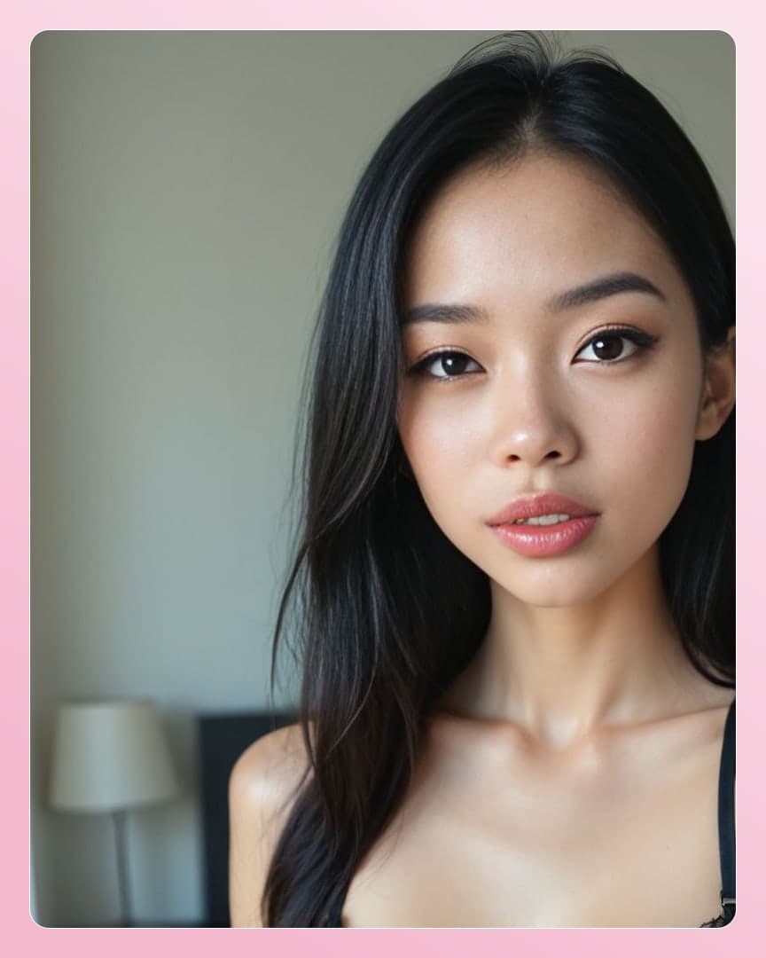 Raven hair bedroom portrait