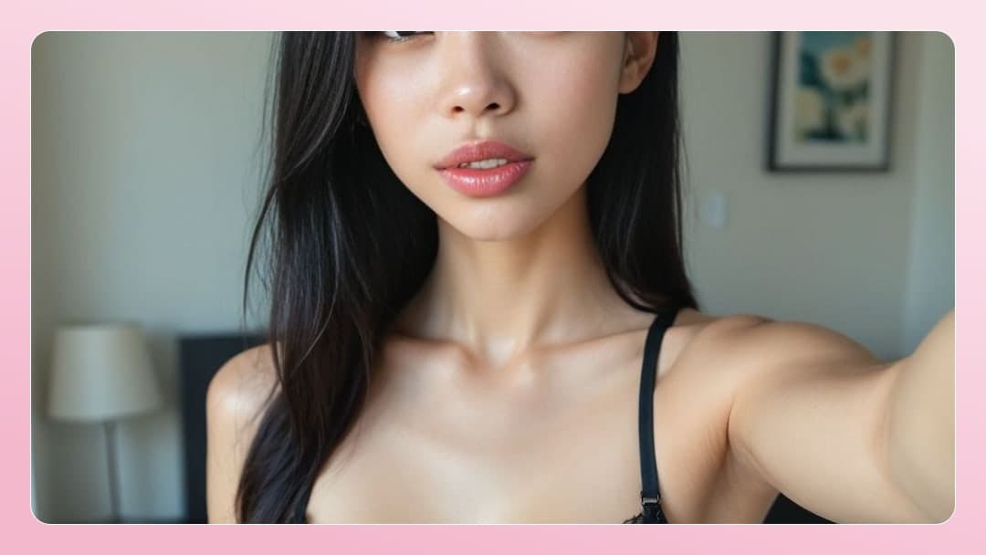 Bedroom selfie in black bra