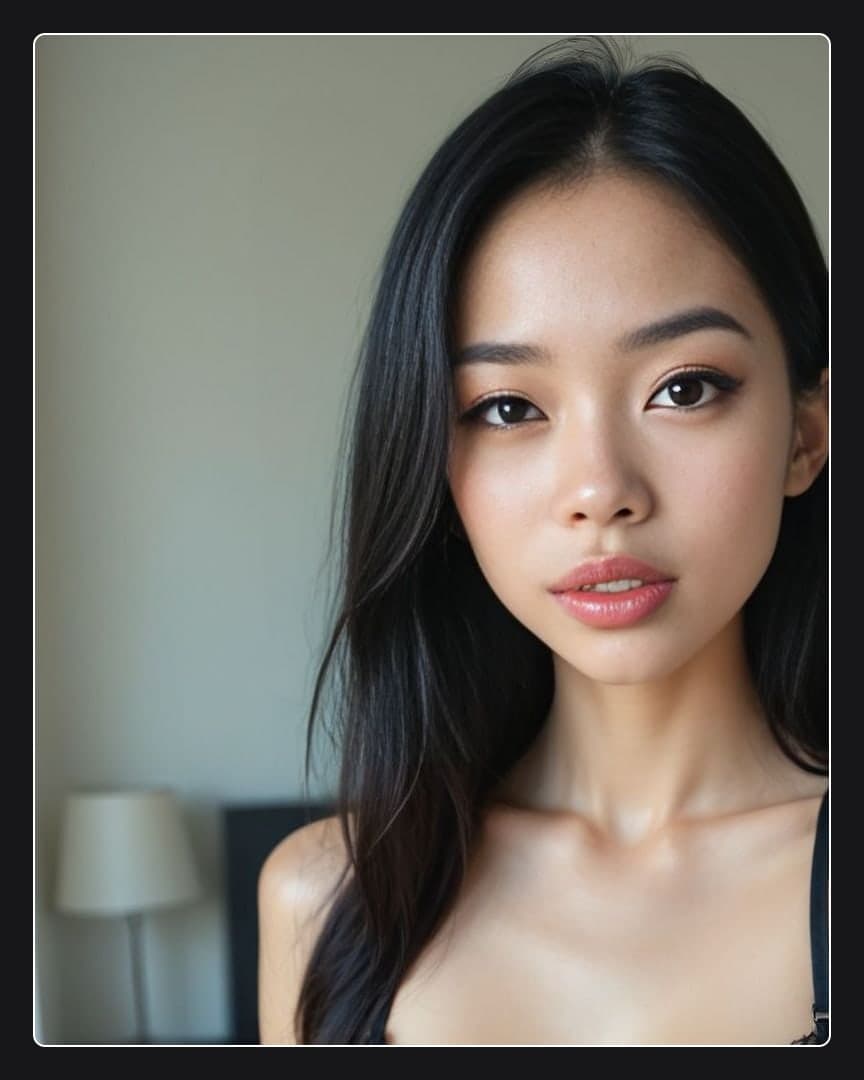 Topless selfie close-up portrait