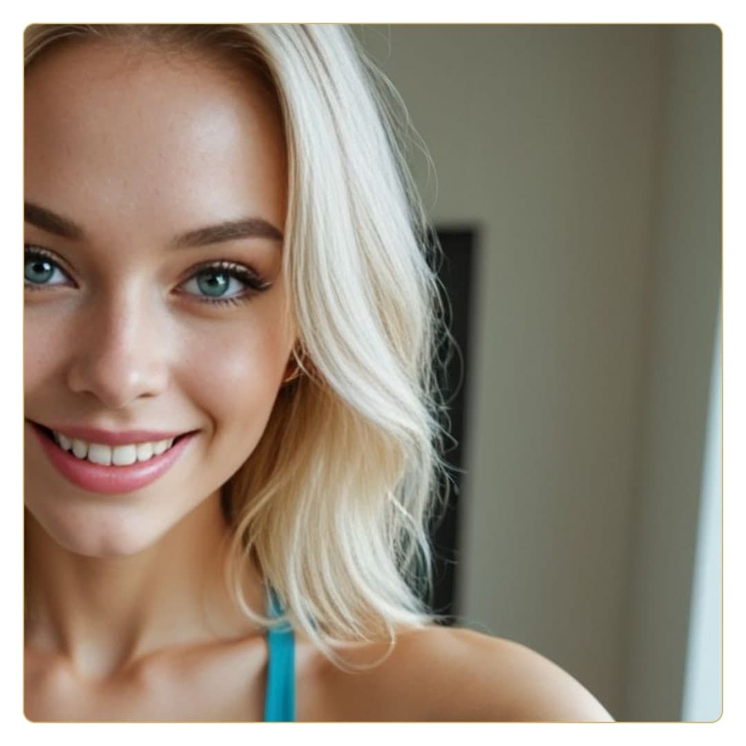 Platinum blonde close-up selfie