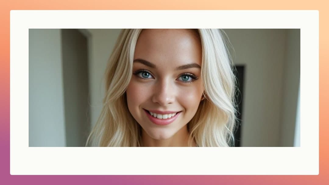 Platinum blonde blue eyes selfie