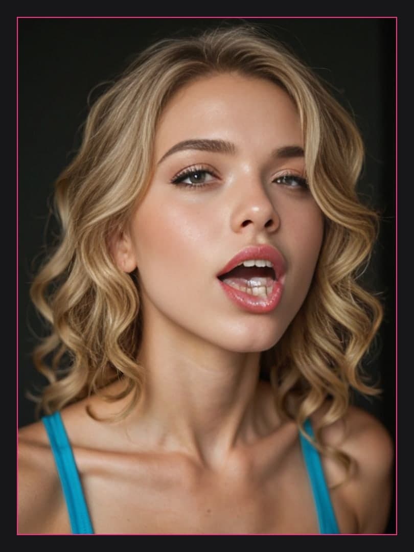 Blonde athletic cleavage portrait