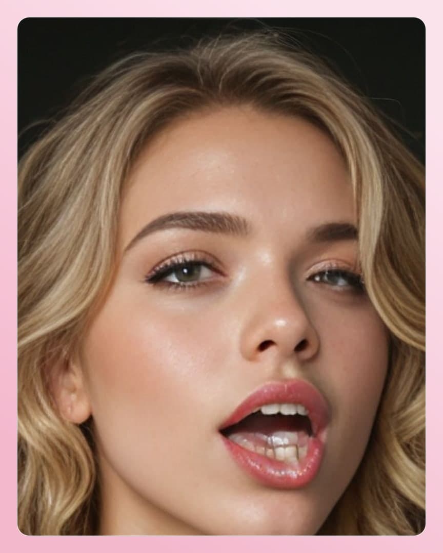College blonde mouth open close-up