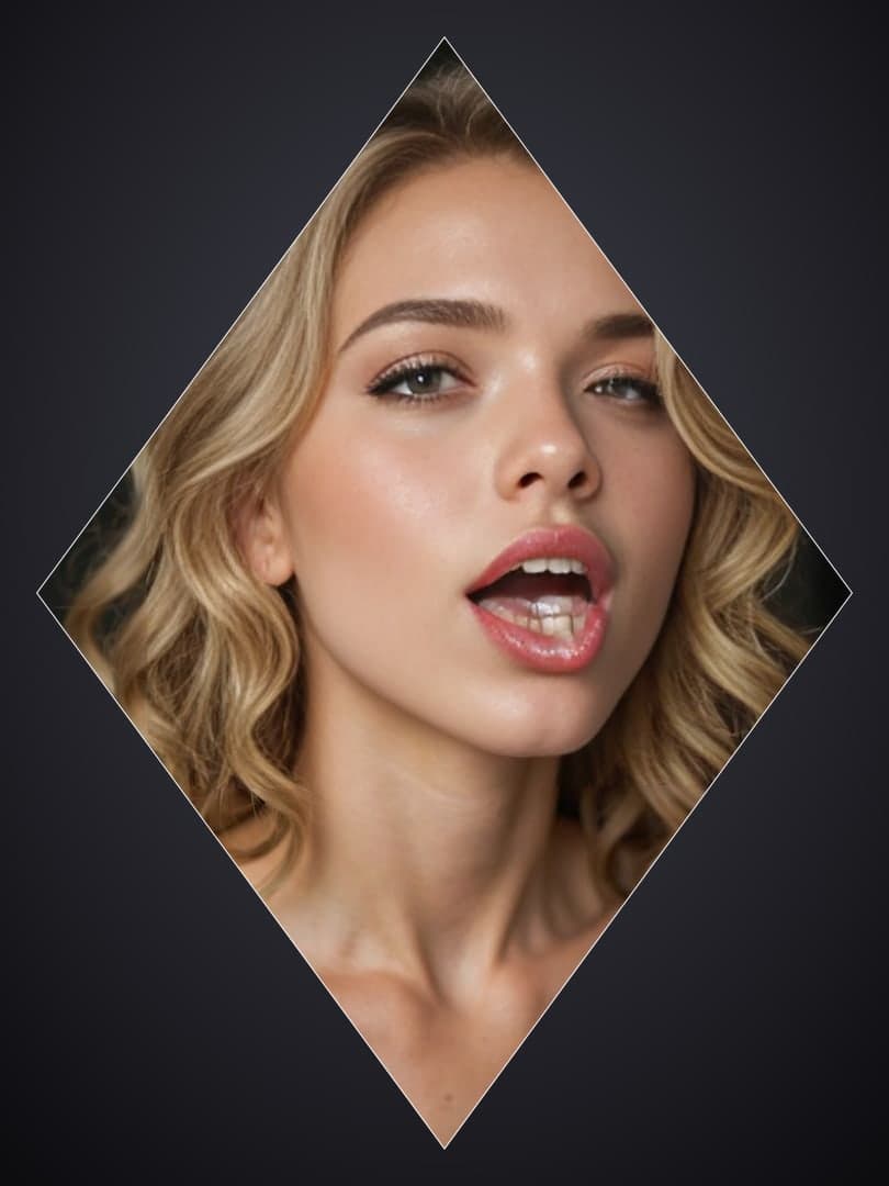 Blonde tongue out close-up portrait