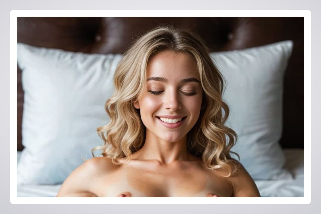 Small natural tits on white pillows