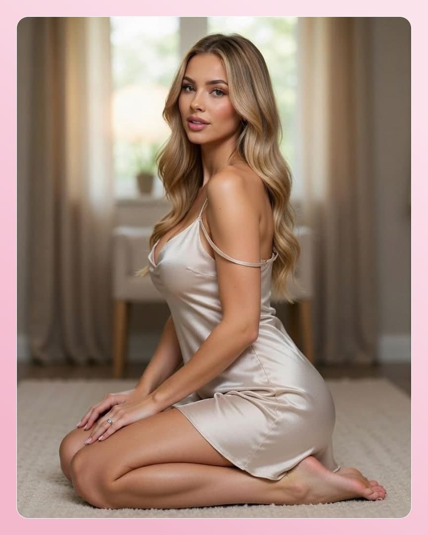 Champagne slip dress over shoulder