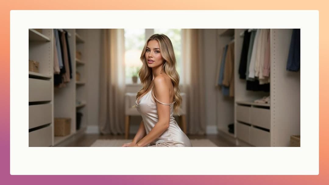 Blonde satin slip closet floor