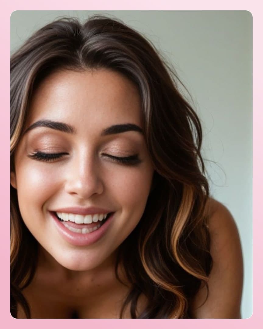 Young adult topless smile close-up