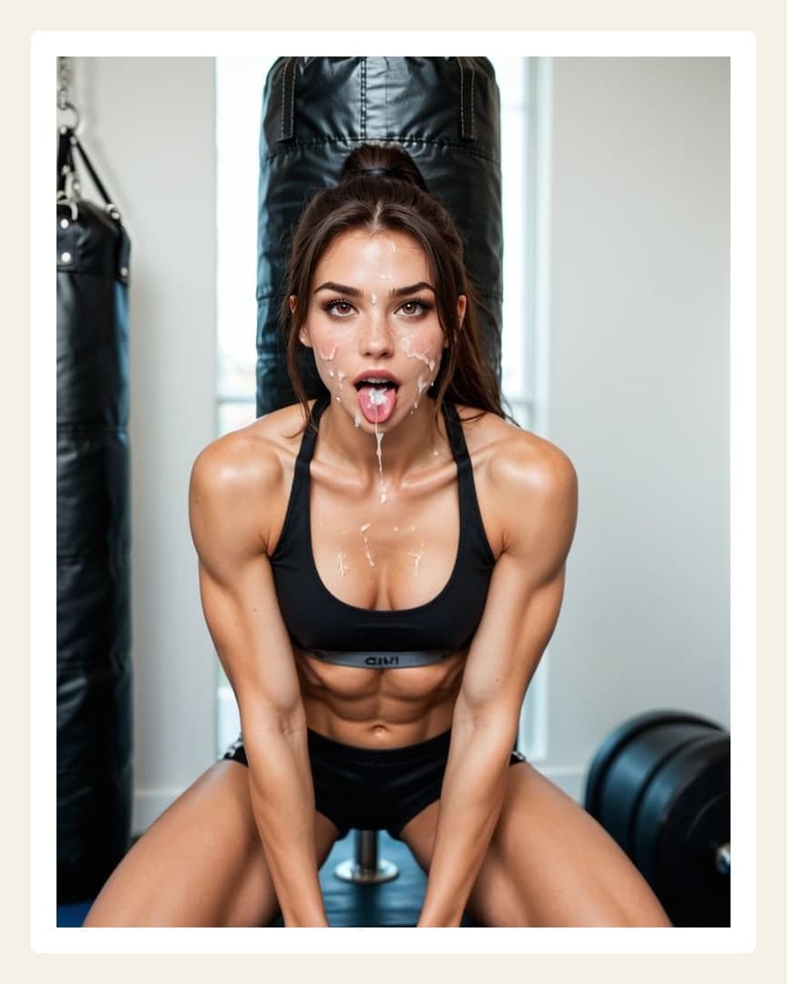 Gym squat facial cumshot dripping
