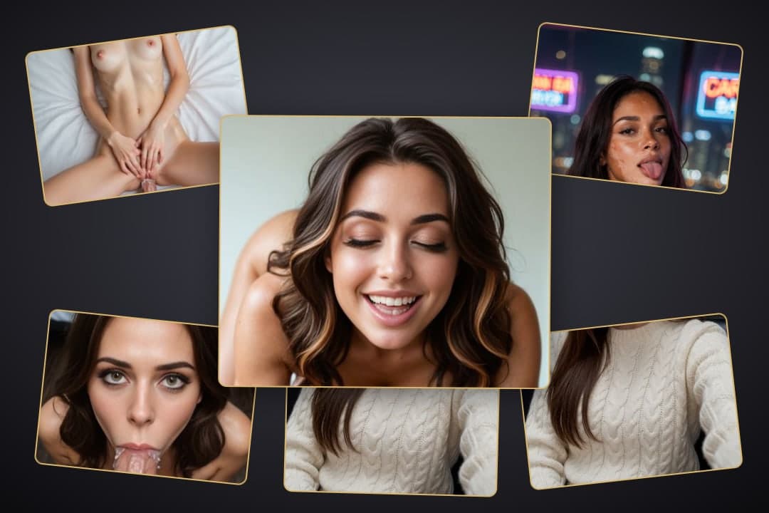 Wavy brunette close-up tongue out
