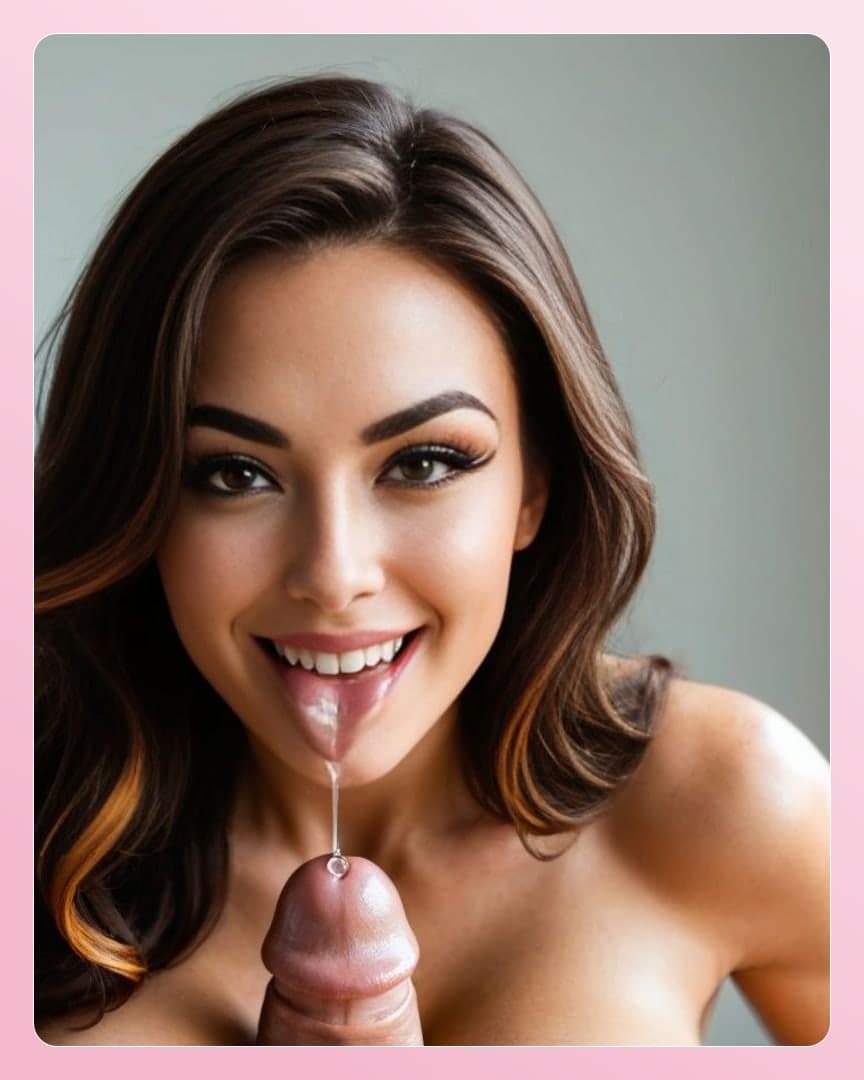 Young adult cum on tongue