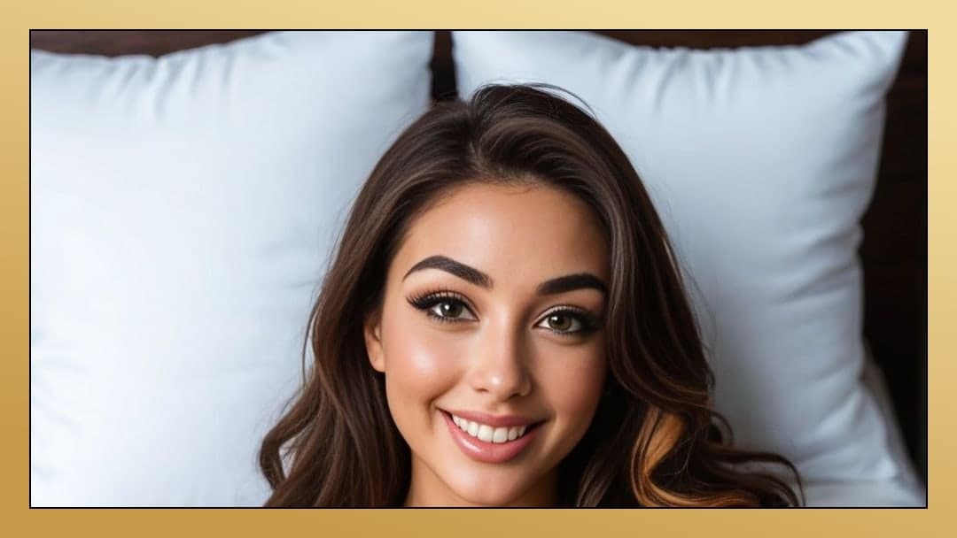 Close-up selfie topless in bed