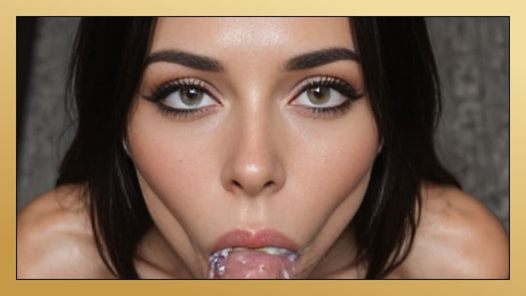 Cum covered face close up