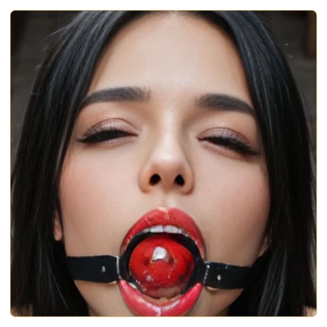 Young adult ring gag close-up