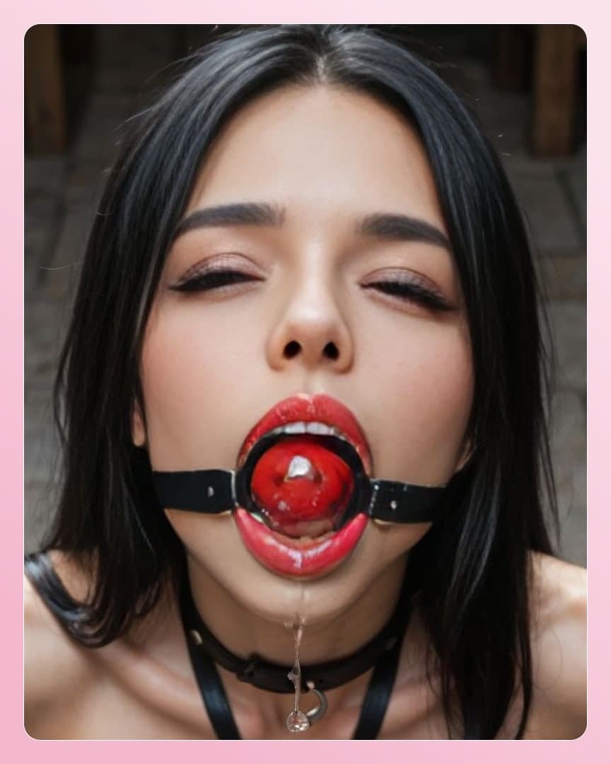 O-ring gag drool close-up POV