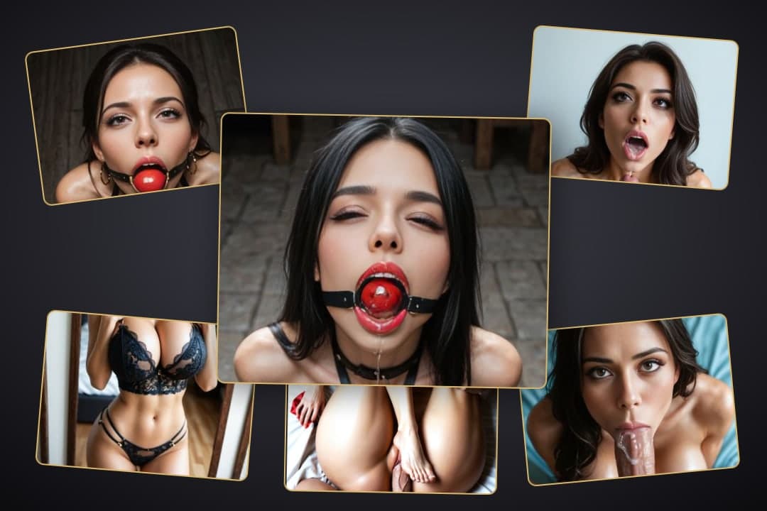 Bedroom lingerie ball gag collage