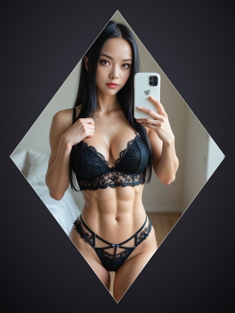 Raven hair mirror selfie