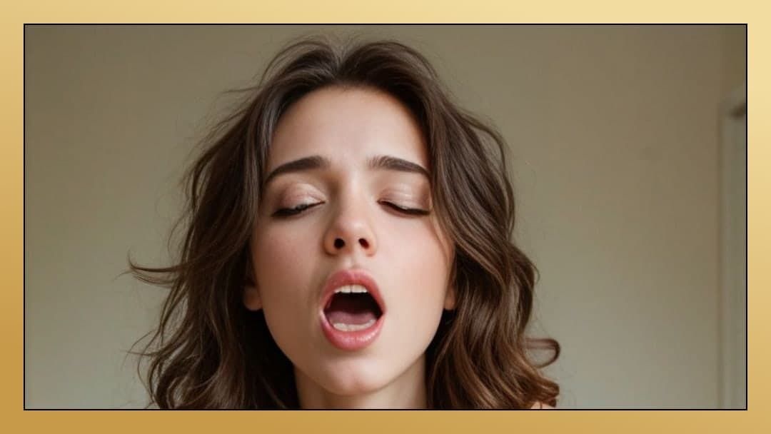 Ahegao face topless close-up